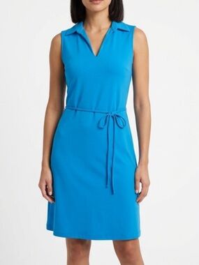 Express Blue Collared Sleeveless Dress – Size 5/6 | Tie Waist | Office Chic |